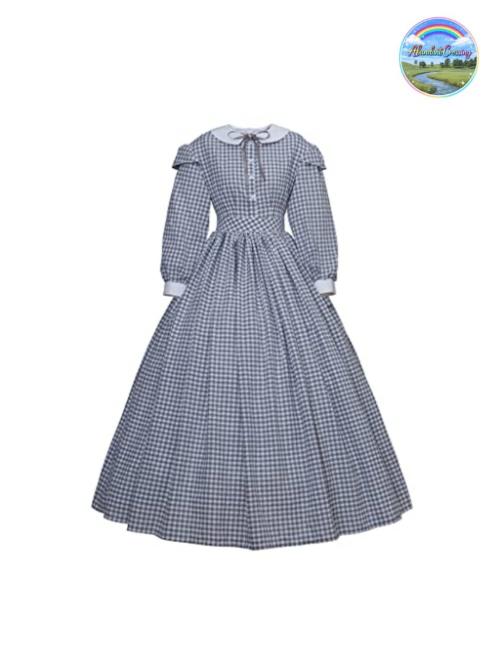 Victorian Civil War Dress Long Sleeve Collared A-Line Ball Gown